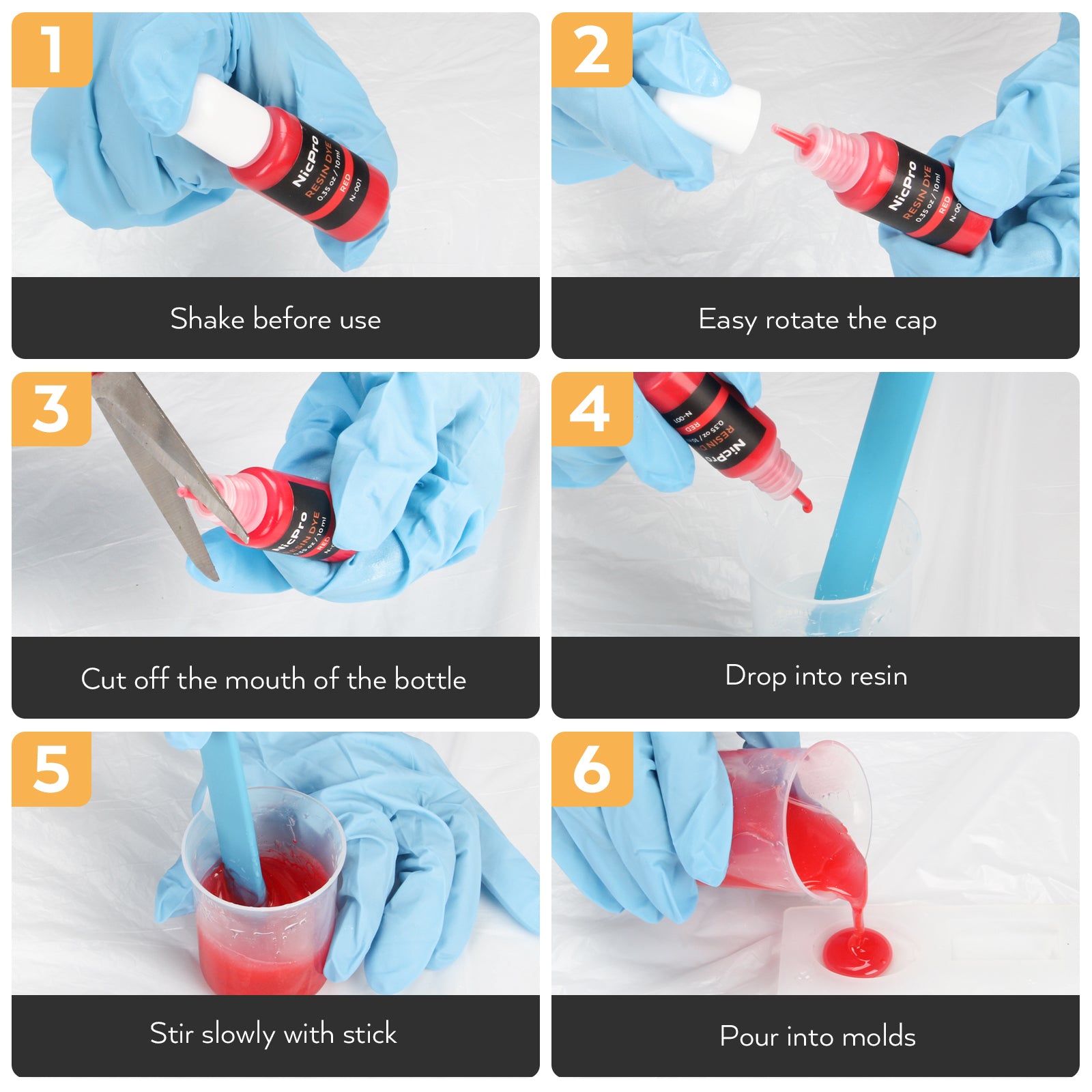 Nicpro 15 Colors Epoxy Resin Pigment, Liquid Epoxy Dye Translucent Resin Tint Colorant for Resin, DIY Jewelry Craft Paint Art Making - 0.35oz Each