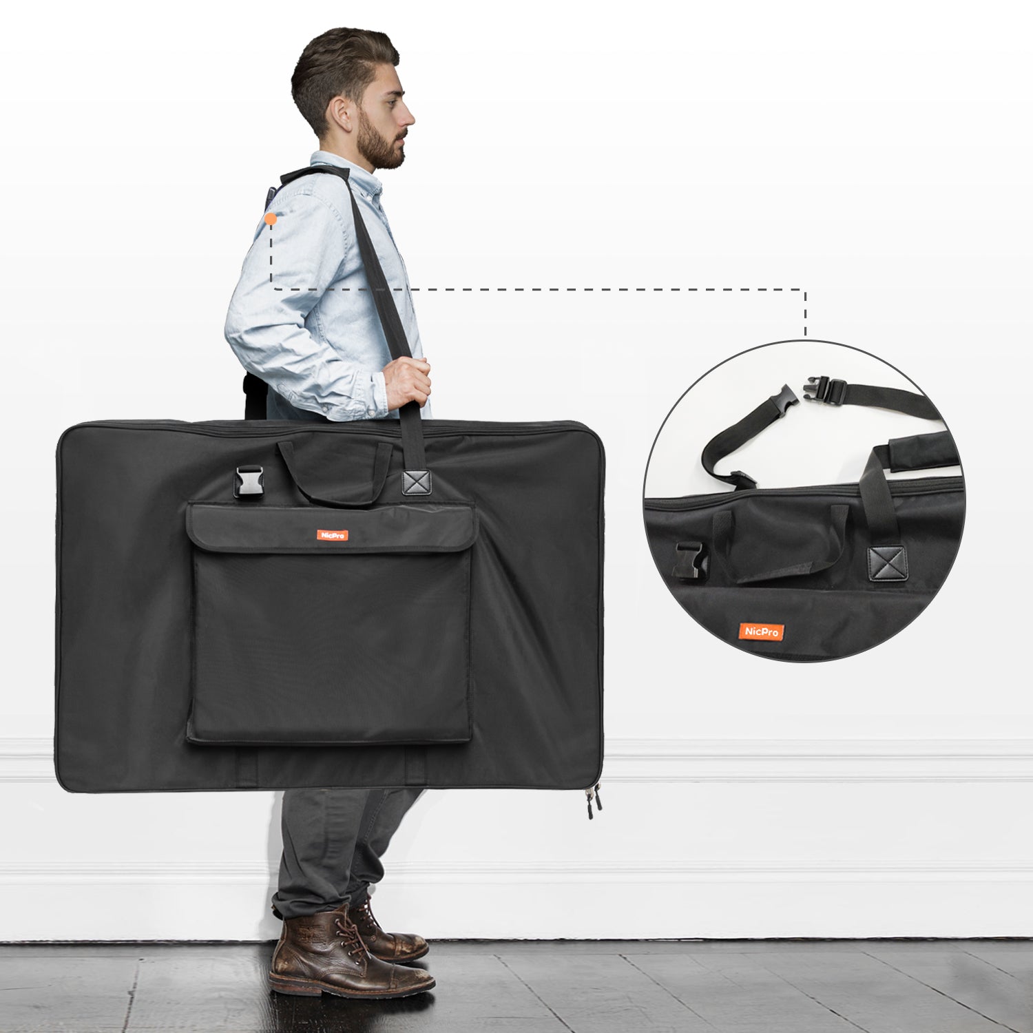 Nicpro Upgrade Art Portfolio Bag 24 x 36 Inches Waterproof Artist Carrying Bag Hard Sided Sturdy with Strap,Storage for Artwork Sketch Drawing Photography