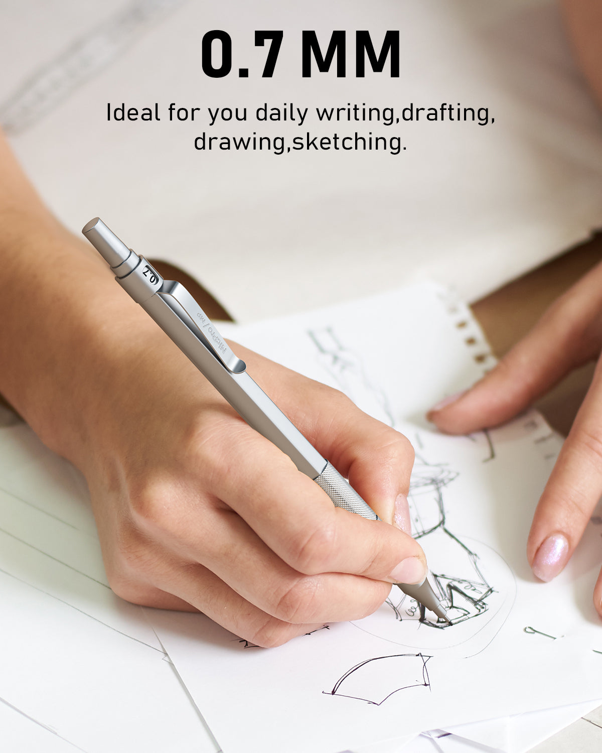 Nicpro 0.7 mm Mechanical Pencils Set, 3 PCS Metal Automatic Drafting Pencil Mechanical Pencil With 6 Tubes HB Pencil Leads And 3 Erasers For Writing Draft, Drawing, Sketch-Come With Case