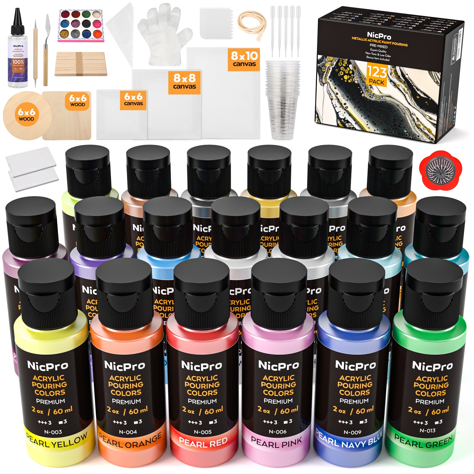 Acrylic Paint Pouring Kit for Pour Art and Flow Painting 24 Color Set
