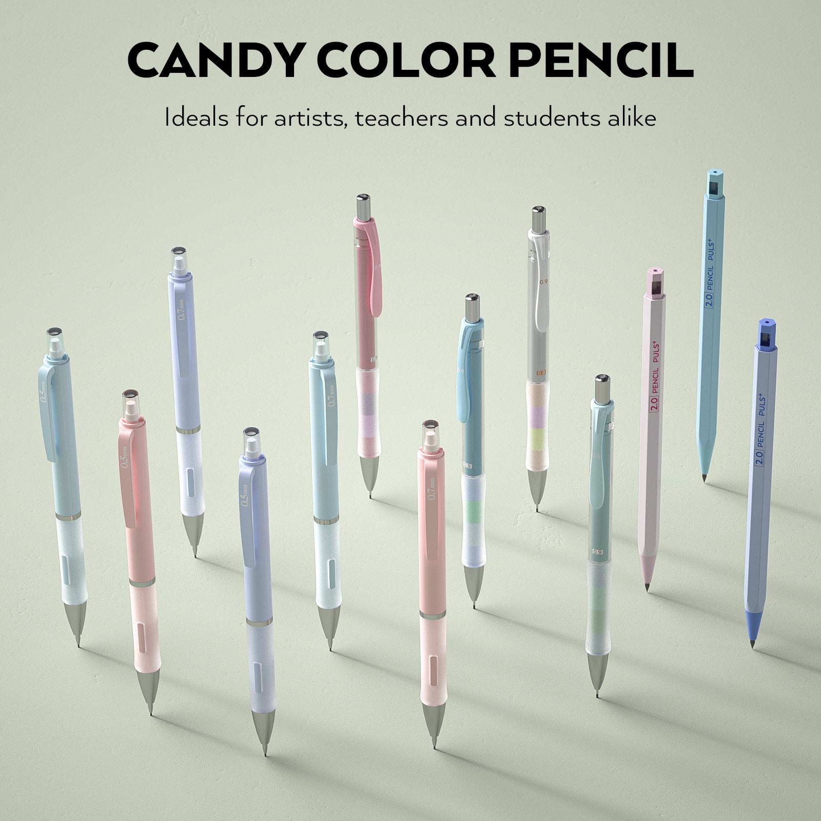 Nicpro 13 PCS Pastel Art Mechanical Pencil Bulk Set,10 PCS Drawing Pencils 0.5 & 0.7 & 0.9 mm & 3 PCS 2mm Graphite Lead Holder(2B HB) For Writing Sketching Drafting With Lead Refills Erasers Cute Case