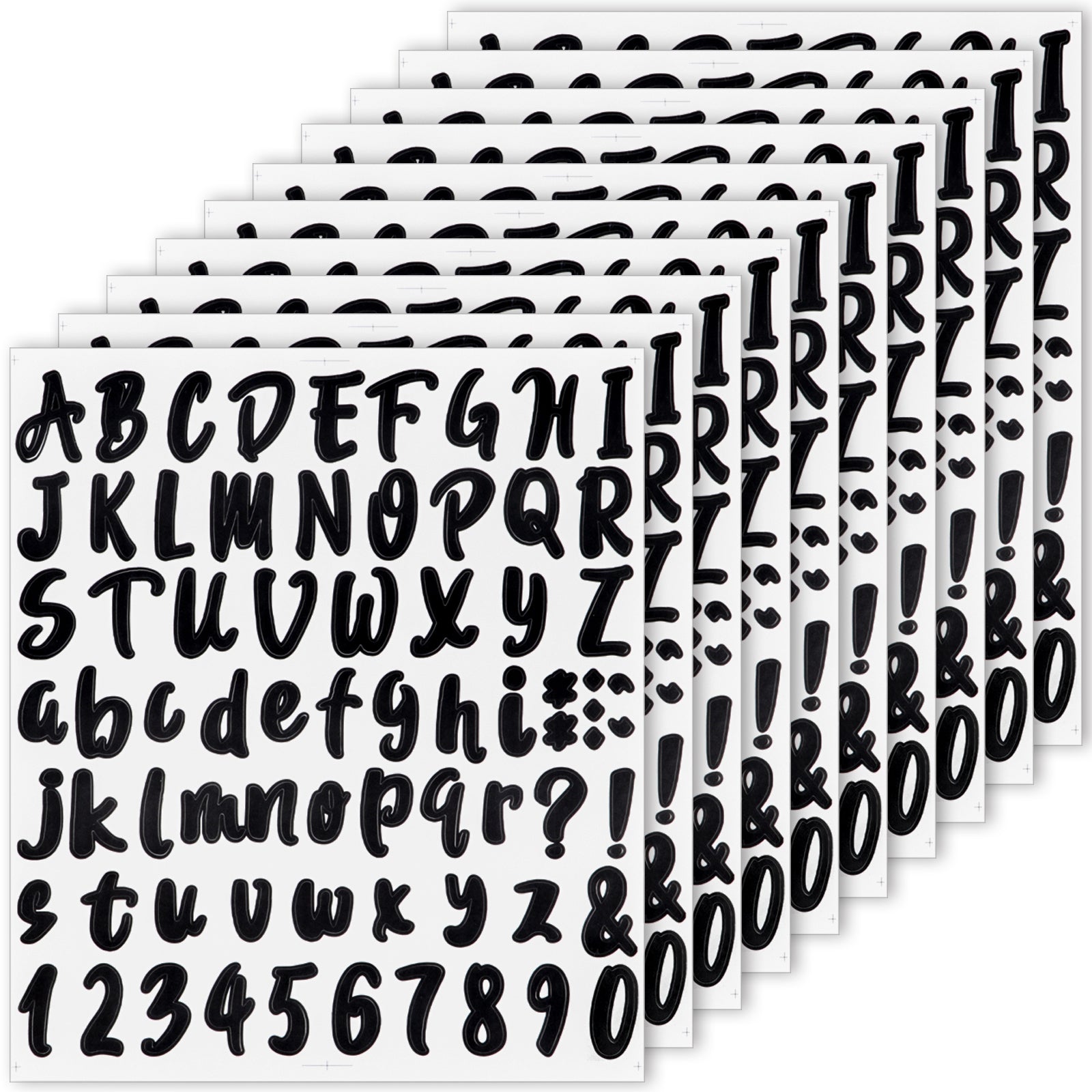 Nicpro Vinyl Letter Waterproof Stickers, 10 Sheets Self-Adhesive Black Letter Stickers, Alphabet Number Decals for DIY, Scrapbooking, Sign, Door, Address Number (1 Inch, Black)