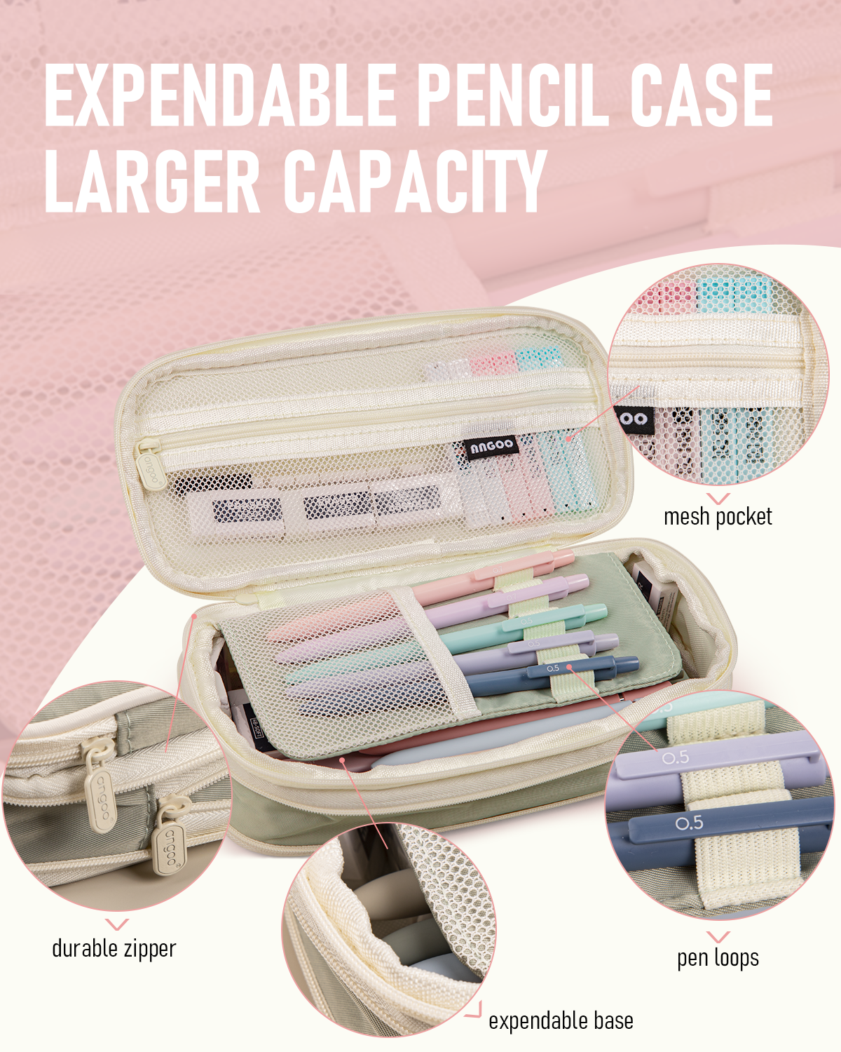 Large Capacity Pencil Pen Case Durable Fabric Pencil Pouch For Pen
