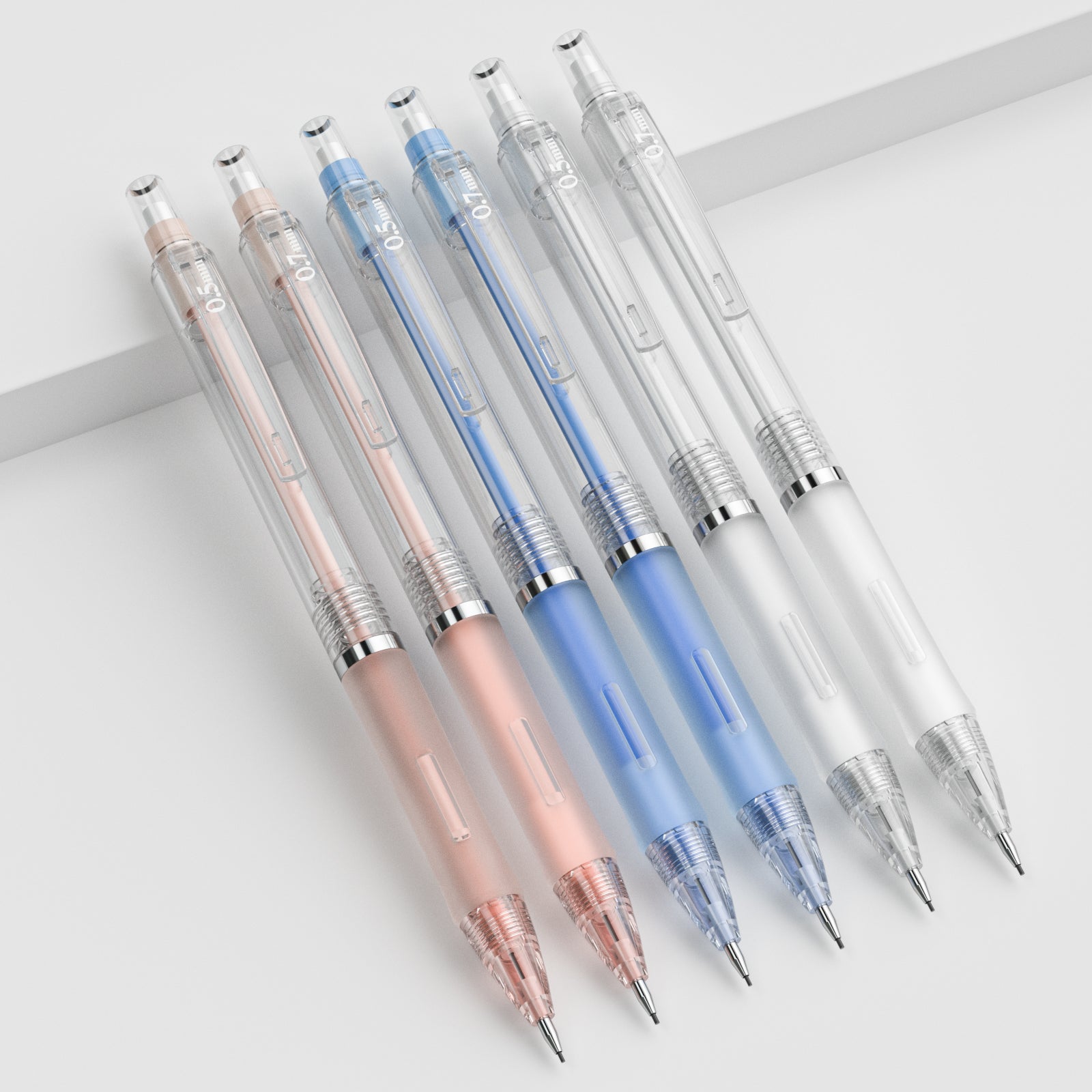 Nicpro 6 PCS Mechanical Pencil 0.5 & 0.7 mm for School, with HB Lead Refills, Erasers For Student Writing, Drawing, Sketching, Blue & Pink & White Colors - Come with Case