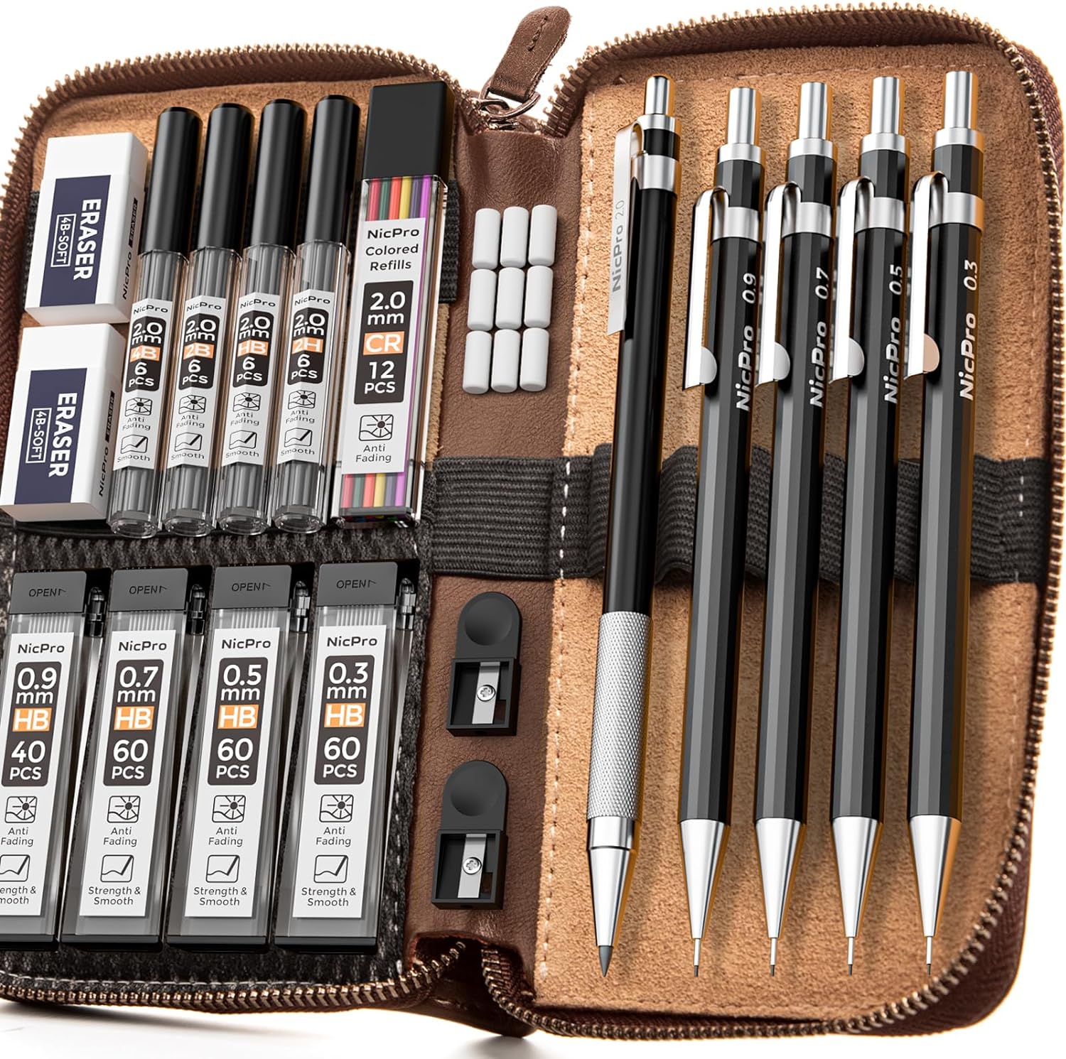 Mechanical Pencil Set in Leather Case