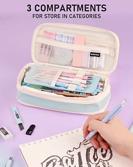 Nicpro 45PCS Pastel Mechanical Pencil Set With Big Capacity Pencil Case, Cute Mechanical Pencils 0.5, 0.7, 0.9, 2mm with 24 Tube Lead Refills(4B 2B HB 2H 4H COLORS) Erasers For Student Writing Drawing
