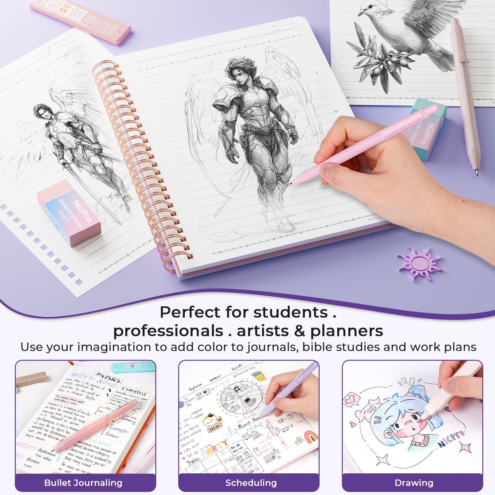 Nicpro Bible Journaling Kit, 76PCS Bible Study Supplies with Tabs, Notebook, No Bleed Highlighter and Pens, Bible Study Group Essentials Accessories Set for Students Women Christian Gifts