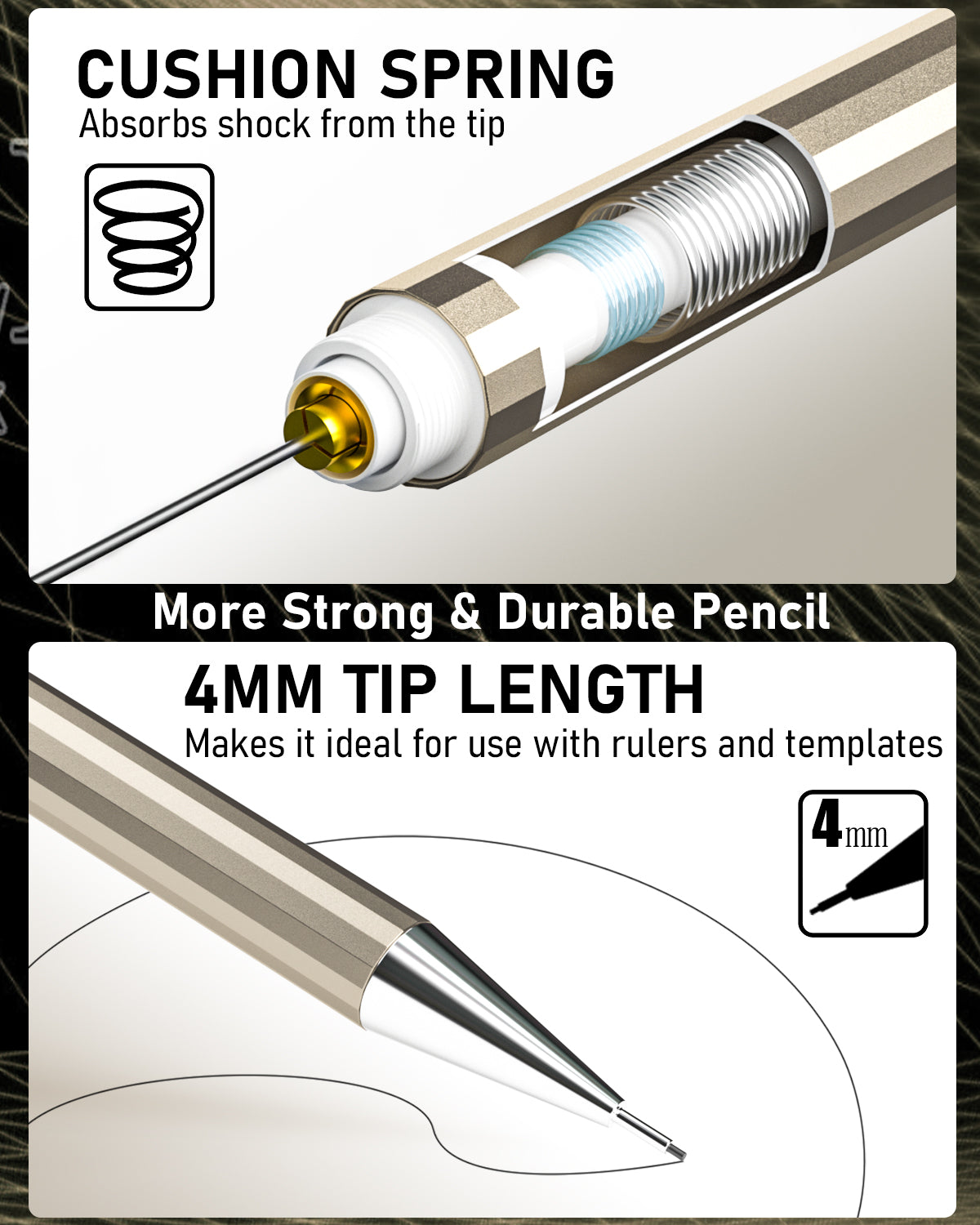 Nicpro 34PCS Art Mechanical Pencil Set, Metal Drafting Pencil 0.3 mm & 0.5 mm & 0.7 mm & 0.9 mm & 2PCS 2mm Lead Holder (6B 4B 2B HB 2H 4H Colors) For Sketching Drawing With 19 Tube Lead Refills Case