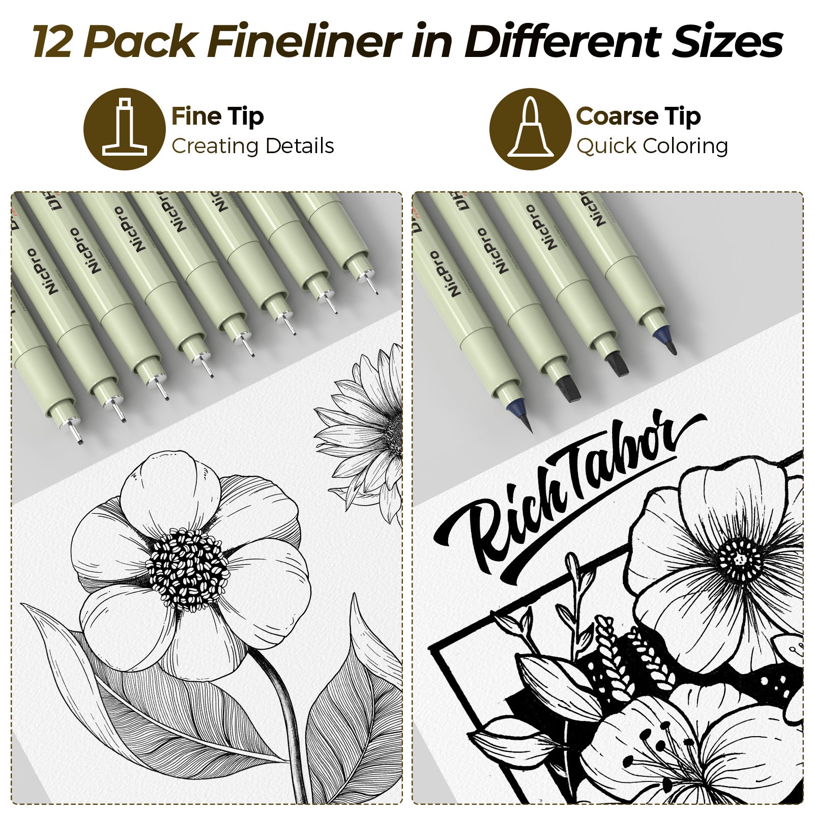 Nicpro 58 PCS Art Drawing Supplies Kit in Leather Case, Art Mechanical Pencil Set with 6 Metal Drafting Pencil 0.5 & 0.7 & 0.9 & 2mm, 12 Micron Pen, Sketch Book, 30 Tube Lead Refills for Sketching