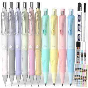 Nicpro 38PCS Pastel Mechanical Pencil Set in Case, Cute Mechanical Pencils Bulk 0.5 & 0.7 & 0.9 mm & 2.0 mm with Lead Refills, Erasers Sharpener Aesthetic School Supplies for Student Writing Sketching