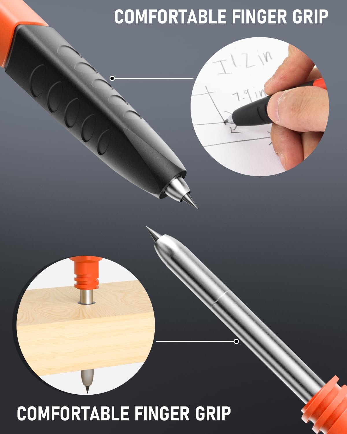 Nicpro Carpenter's Pencil Set, 1 Solid Carpenter's Pencils with 12 Versatile Leads, Mechanical Pencil Marker, Deep Hole Marker Pencil with Built-in Sharpener for Woodworking, Construction Site with