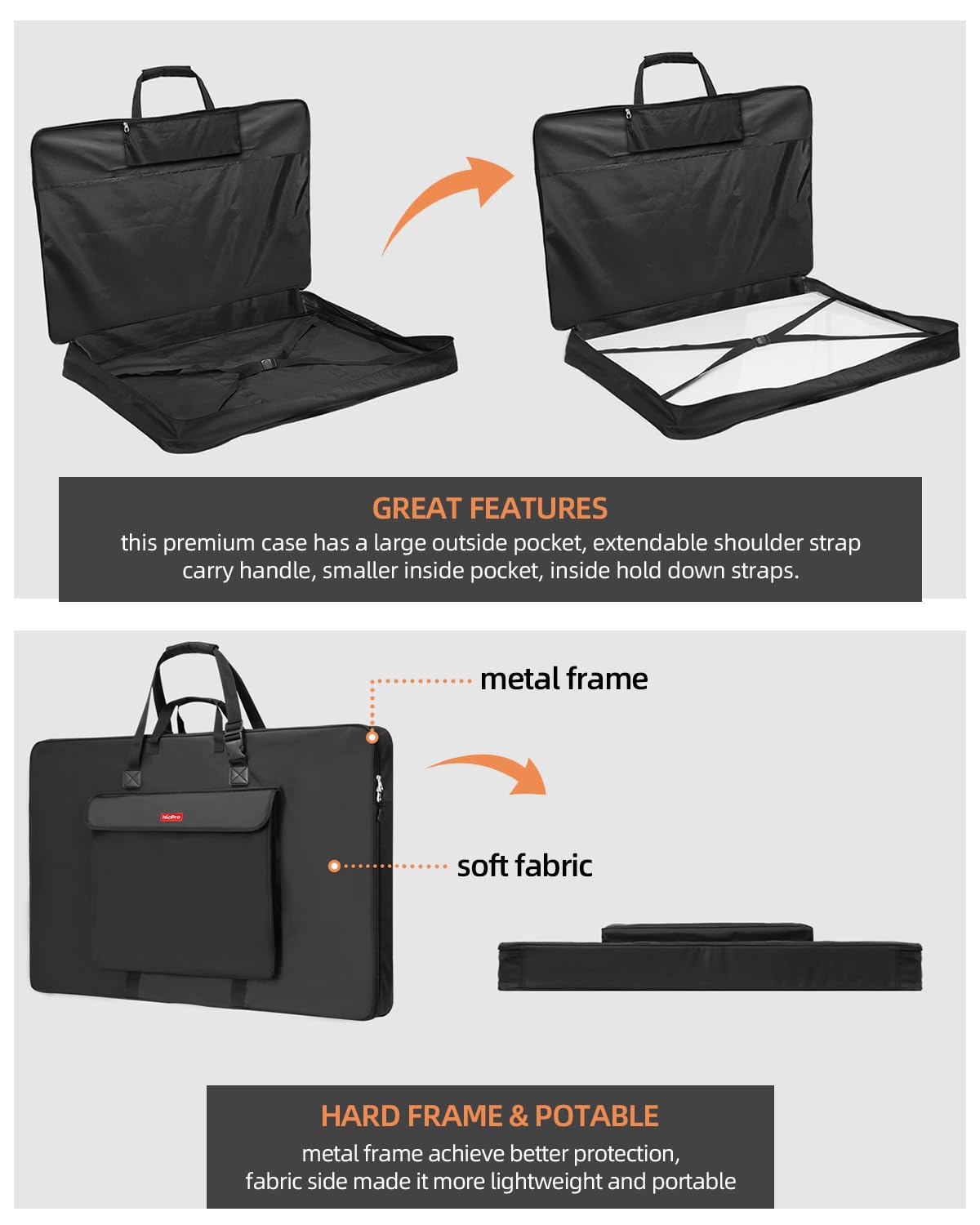 Nicpro Upgrade Art Portfolio Bag 32 x 42 Inches Waterproof