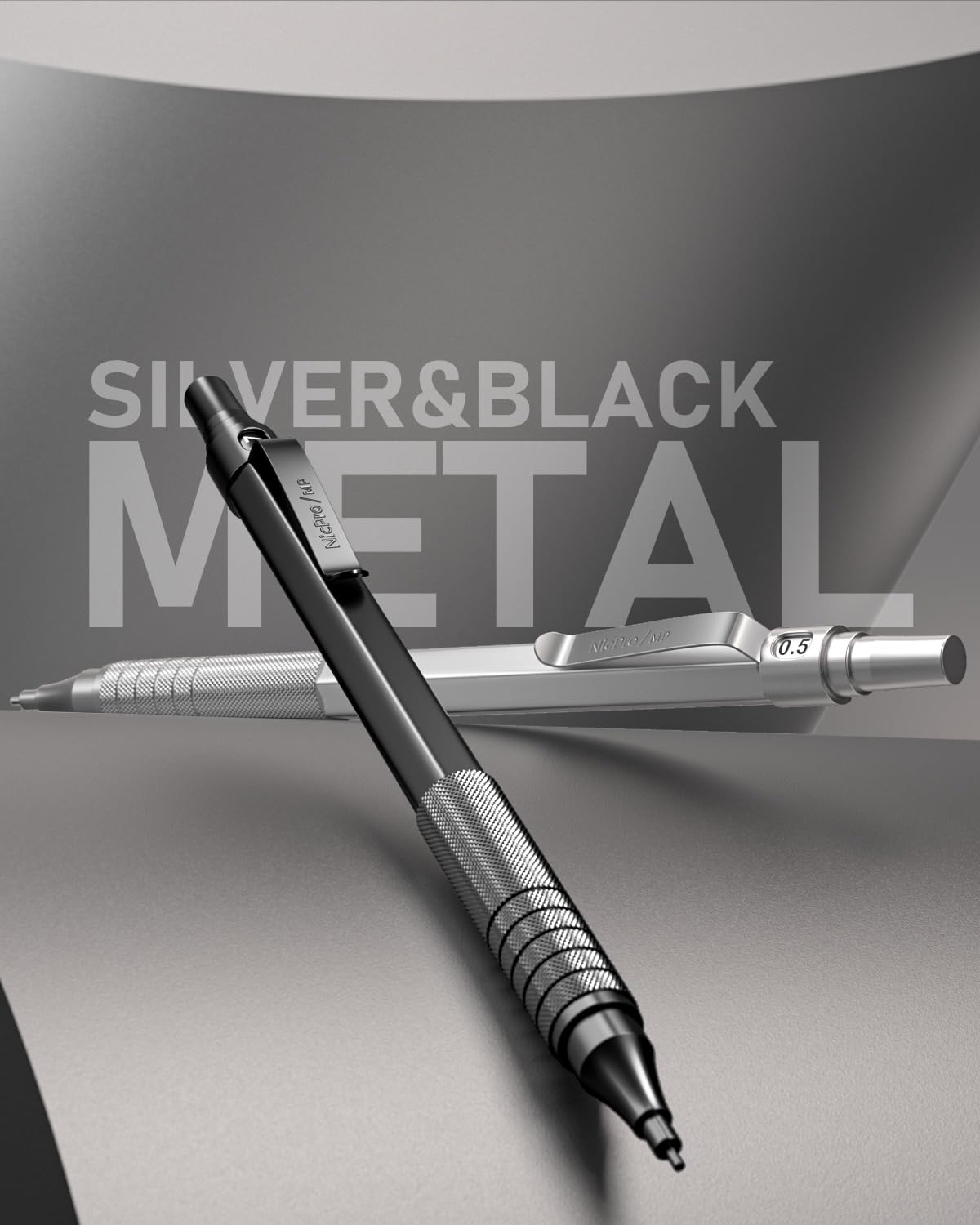 Nicpro 0.5 & 0.7 & 0.9 mm Metal Mechanical Pencil Set withCase,6PCS MP