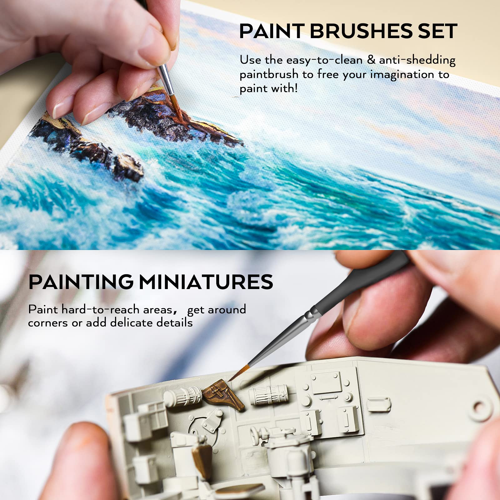 Afantti 15 Pcs Paintbrushes, Detail Fine Paint Brushes Micro Mini Tiny Artist Paintbrush Set | Ultra Fine Point Tip | for Miniature Acrylic Script