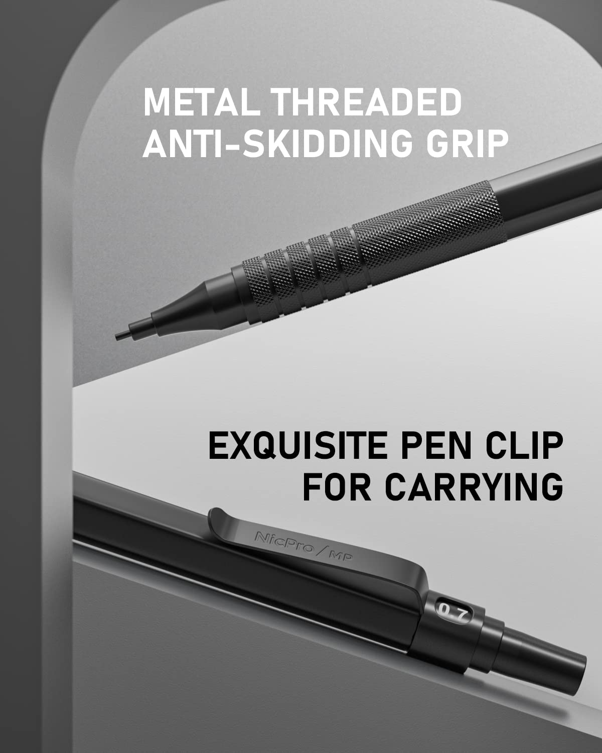 Nicpro 0.5 & 0.7 & 0.9 mm Metal Mechanical Pencil Set withCase,6PCS MP