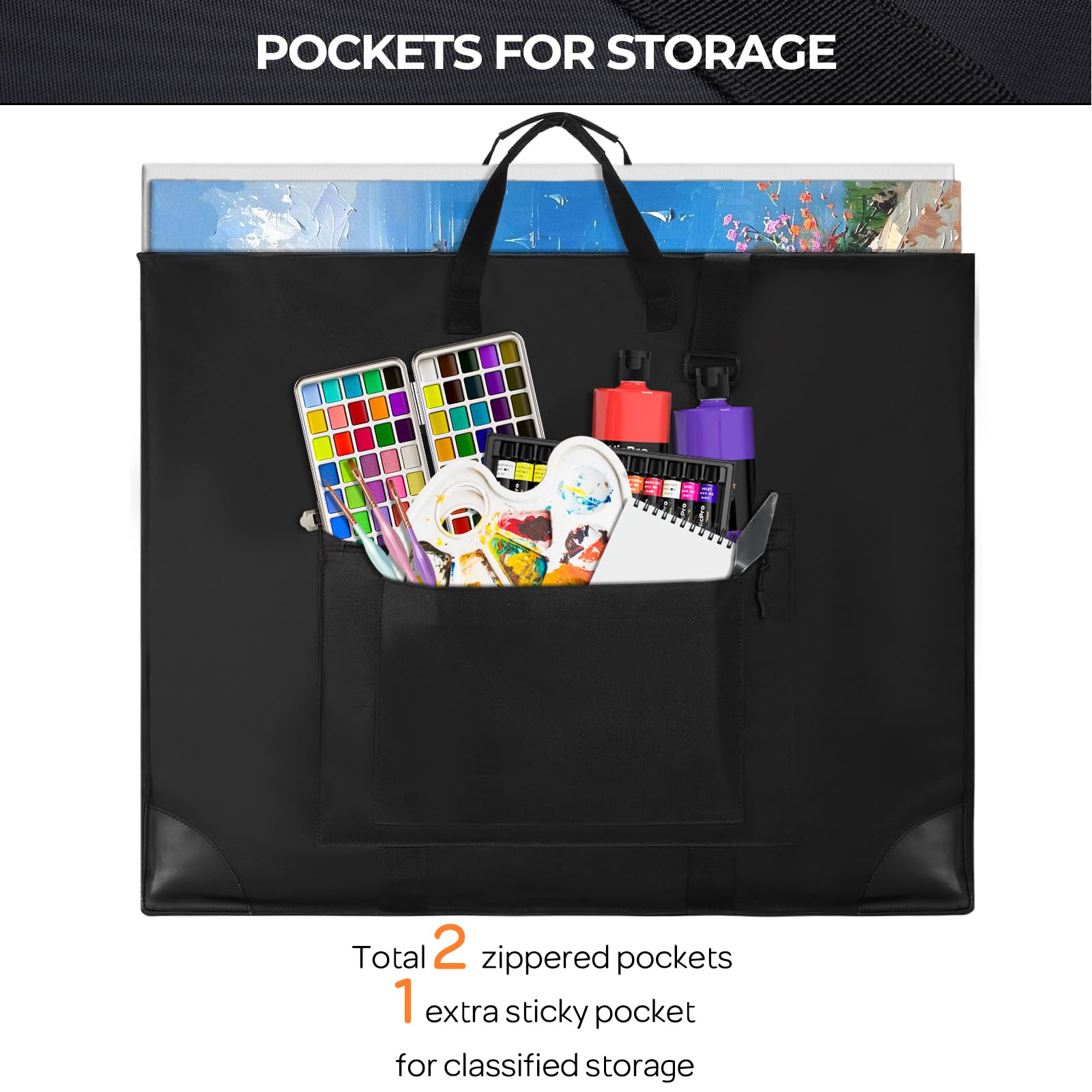 Nicpro Large Size Art Portfolio Case, Artist Portfolio Tote Bag with L