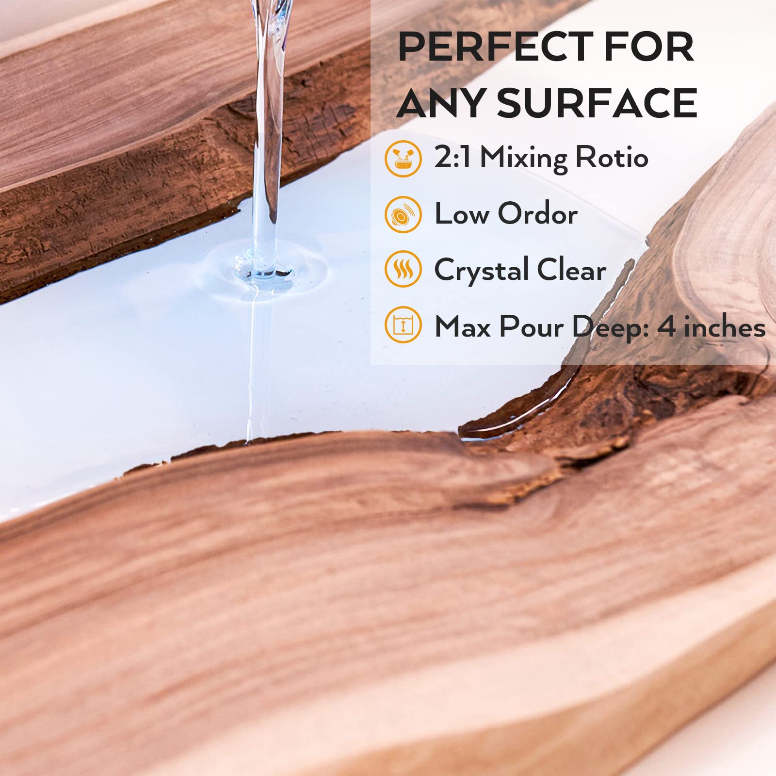 Nicpro 3 Gallon Deep Pour Epoxy Resin Kit, 2 to 4 Inch Depth Crystal Clear & High Gloss, Bubble Free Epoxy Resin for Craft River Table, Wood Filler, Bar Top, Coating, Casting, Food Safe Self Level 2:1