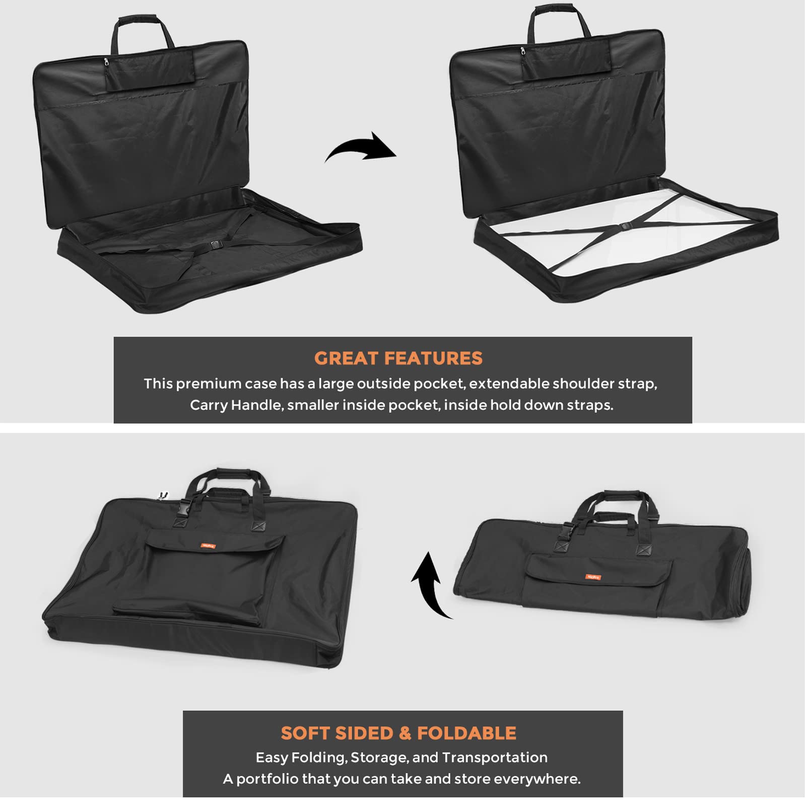 Nicpro Art Portfolio Bag 23 x 31 Inches, Waterproof Nylon Artist Carry