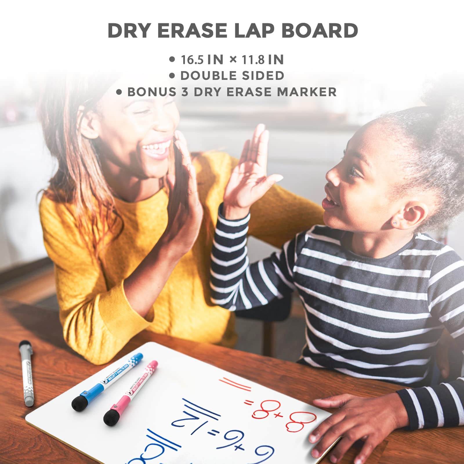 Nicpro 12 x 16 inches Dry Erase Whiteboard, Double Sided Portable Lapboard with 3 Water-Based Pens