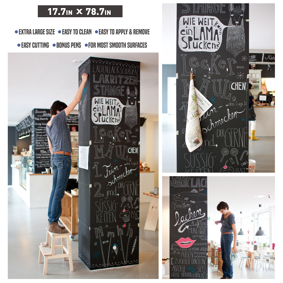 Magnetic Self-adhesive Blackboard Film Memo Board Chalkboard 