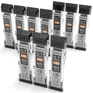Nicpro 600 PCS Lead Refills 0.7mm HB #2 Break Resistant Mechanical Pencil Refills 0.7 mm, 60 Pack Per Tube, 10 Tubes