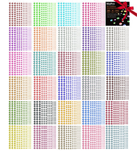 Rhinestone Stickers 4950 PCS, Nicpro Self Adhesive Face Gems Stick on Body Jewels Crystal in 4 Size 30 Colors,30 Embellishments Sheet for Decorations Crafts Nail Makeup
