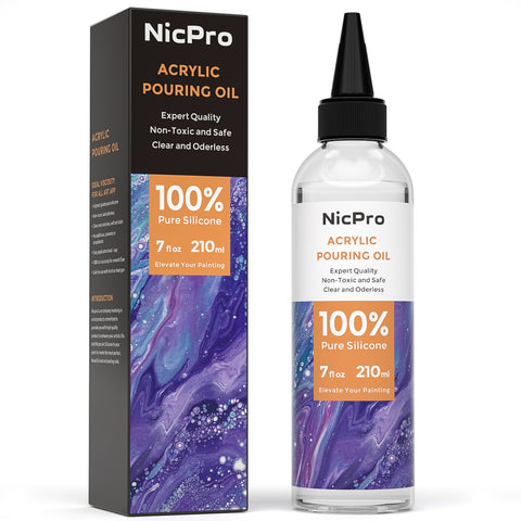 Nicpro Acrylic Pour Oil for Art, Pour Medium 7 oz.100% Silicone Liquid Pouring Supplies Compatible with All Acrylic or Watercolor Paints