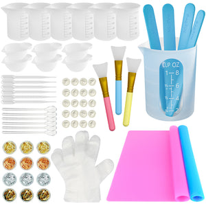 Complete Silicone Resin Measuring Cups Tool Kit- Reusable Nicpro 250 & 100 ml Measure Cups, Resin Mat, Silicone Popsicle Sticks, Brushes, Pipettes, Gloves for Epoxy Resin Mixing, Molds, Jewelry Making