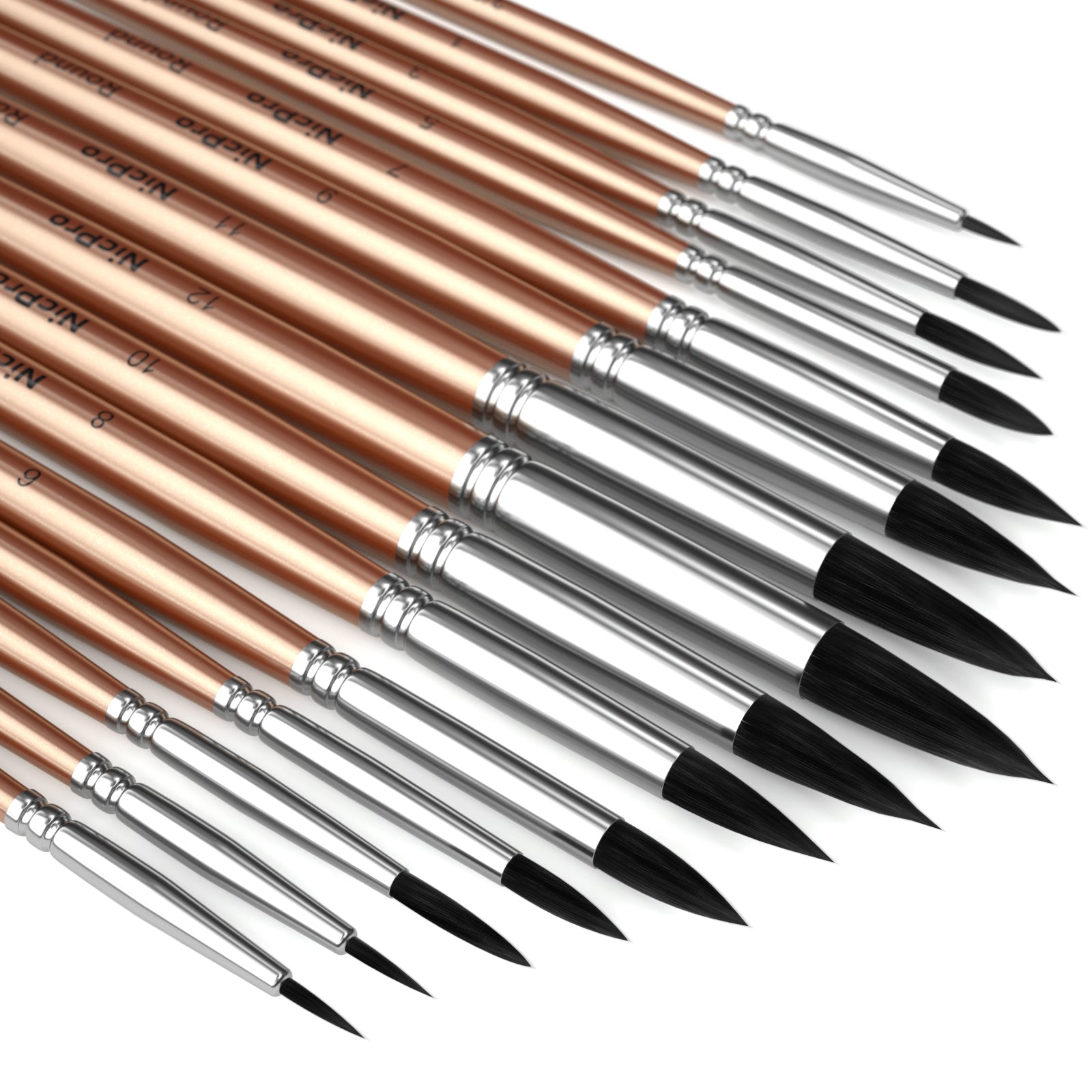 Nicpro 15 PCS Round Watercolor Paint Brushes Bulk, Professional Synthetic Squirrel Artist Painting Brush Set for Water Color Acrylic Oil, Detail, Model, Gouache, Ink, Art Paintbrush