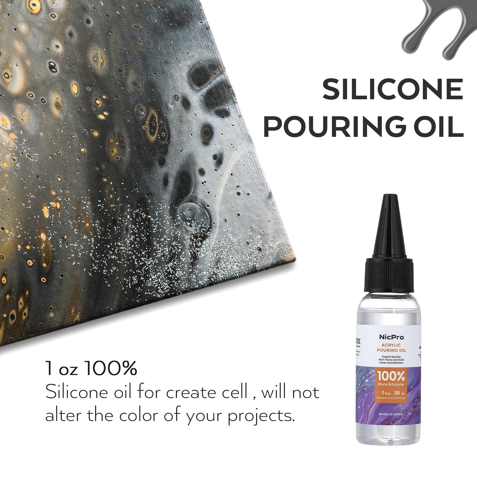 Acrylic Pouring Paint Pre-Mixed High Flow Liquid Acrylic Paint Pouring Supplies with Silicone Oil (30ML) for Pouring, Clear