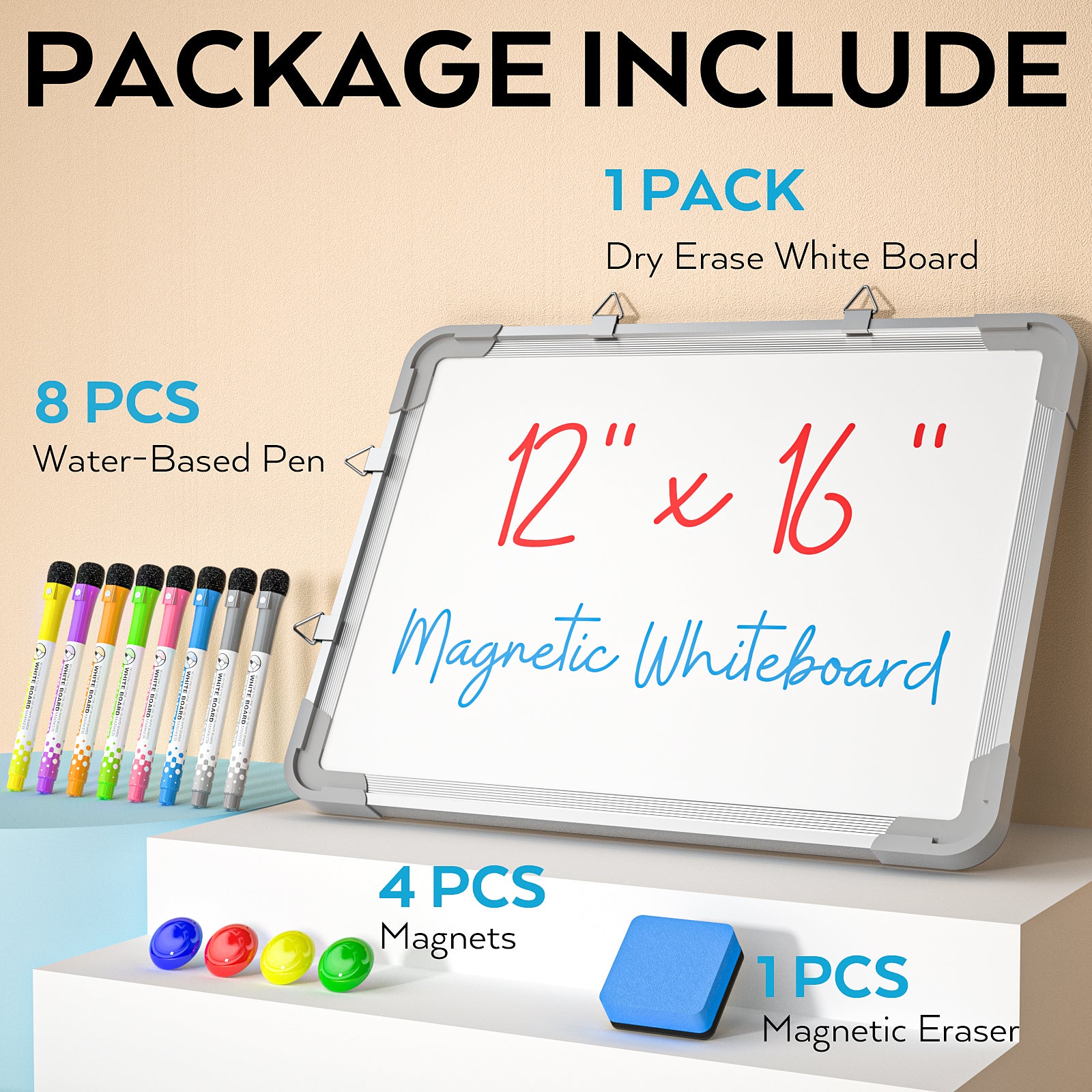 Nicpro Dry Erase Whiteboard Hanging, 12 x 16 inch Double Sided Large M