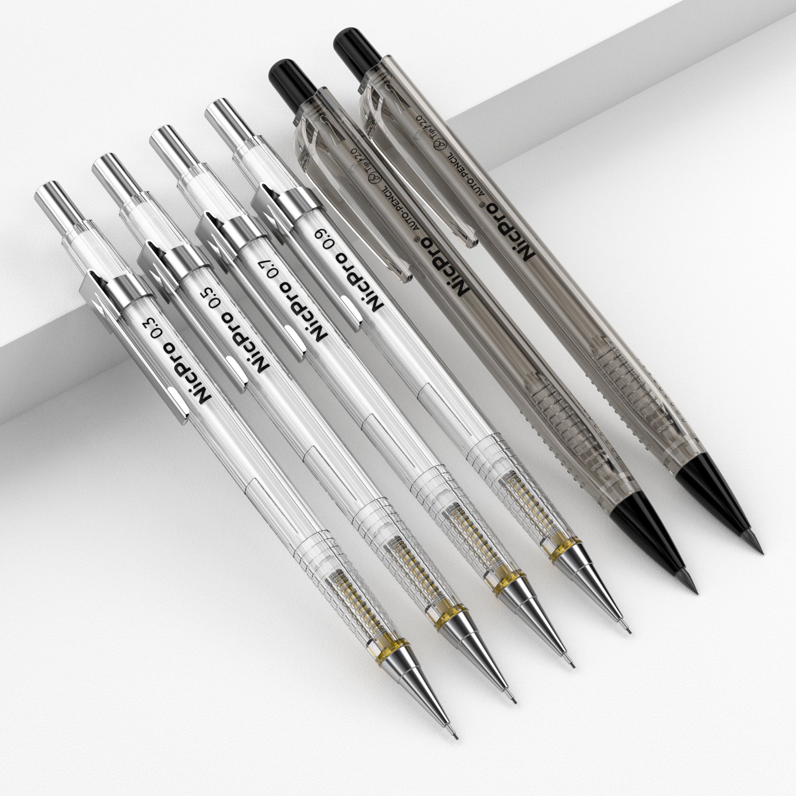 Nicpro 6pcs Art Mechanical Pencils Set, Incl 3 Metal Drafting