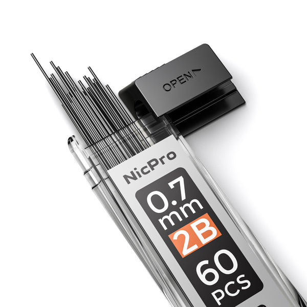 Nicpro 1200 PCS Lead Refills 0.7 mm 2B Break Resistant Mechanical Pencil Refills, 60 Pack Per Tube, 20 Tubes