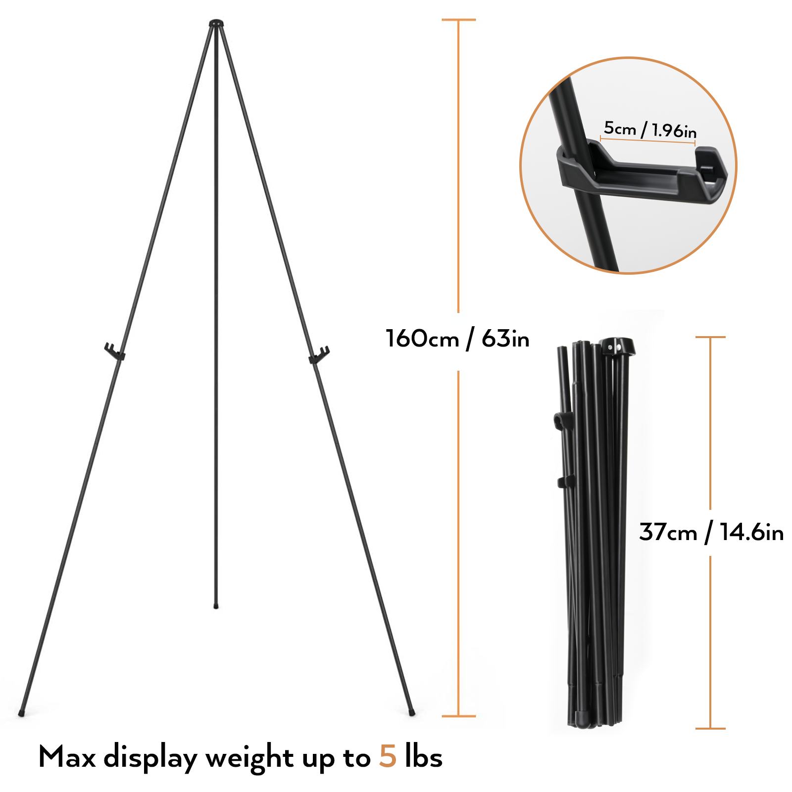 Nicpro Folding Easel for Display, 63 Inch Metal Floor Easel Stand Trip