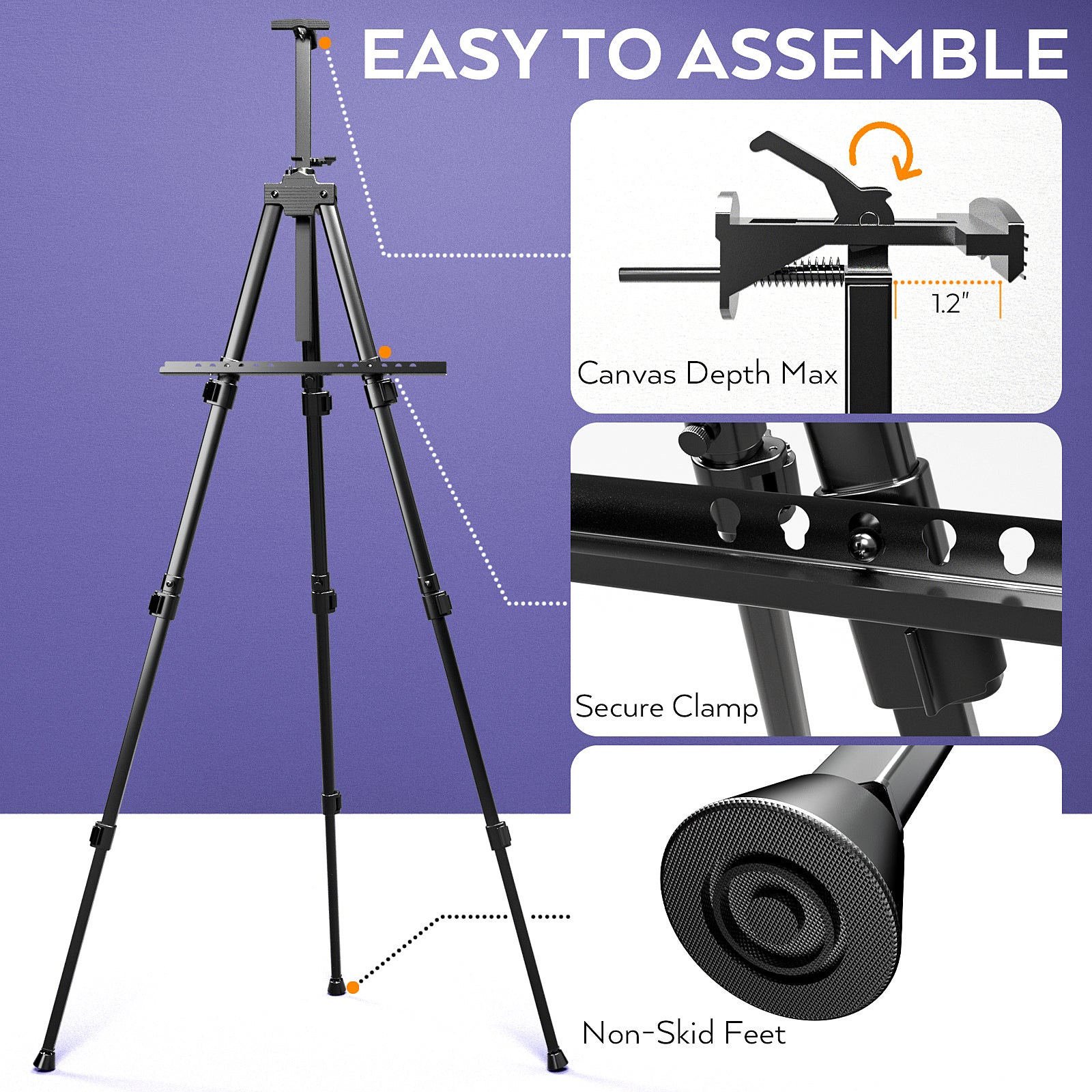 Nicpro Painting Easel for Display, Adjustable Height 17" to 63" Tabletop & Floor Art Easel, Aluminum Tripod Artist Easels Stand for Painting Canvas, Wedding Signs with Carry Bag - Black