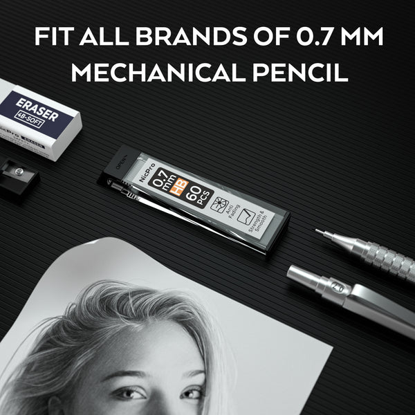 Nicpro 600 PCS Lead Refills 0.7mm HB #2 Break Resistant Mechanical Pencil Refills 0.7 mm, 60 Pack Per Tube, 10 Tubes