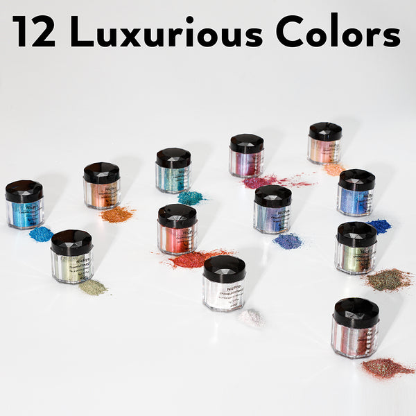 Nicpro 12 Color Chameleon Powder Set, Color-Shifting Mica Powder for Epoxy Resin, Soap HandMaking, Candle Making, Bath Bombs, Chameleon Pigment Powder for Flakes Eyeshadow, Nail Art