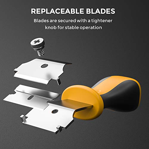 Razor Blade Scraper Set of 2 - Multi-Purpose Razor Scraper Designed to Remove Labels, Stickers, Decals, Caulk, Adhesive, Paint - Bonus Steel and