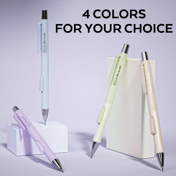 Nicpro 4 PCS Pastel Mechanical Pencil 0.5mm, Cute Fast Click Mechanical Pencils Set with 8 Tubes HB Lead Refills, Erasers, Eraser Refills for School, Student Writing, Drawing, Sketching - with Case
