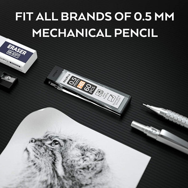Nicpro 600 PCS Lead Refills 0.5mm HB #2 Break Resistant Mechanical Pencil Refills 0.5 mm, 60 Pack Per Tube, 10 Tubes