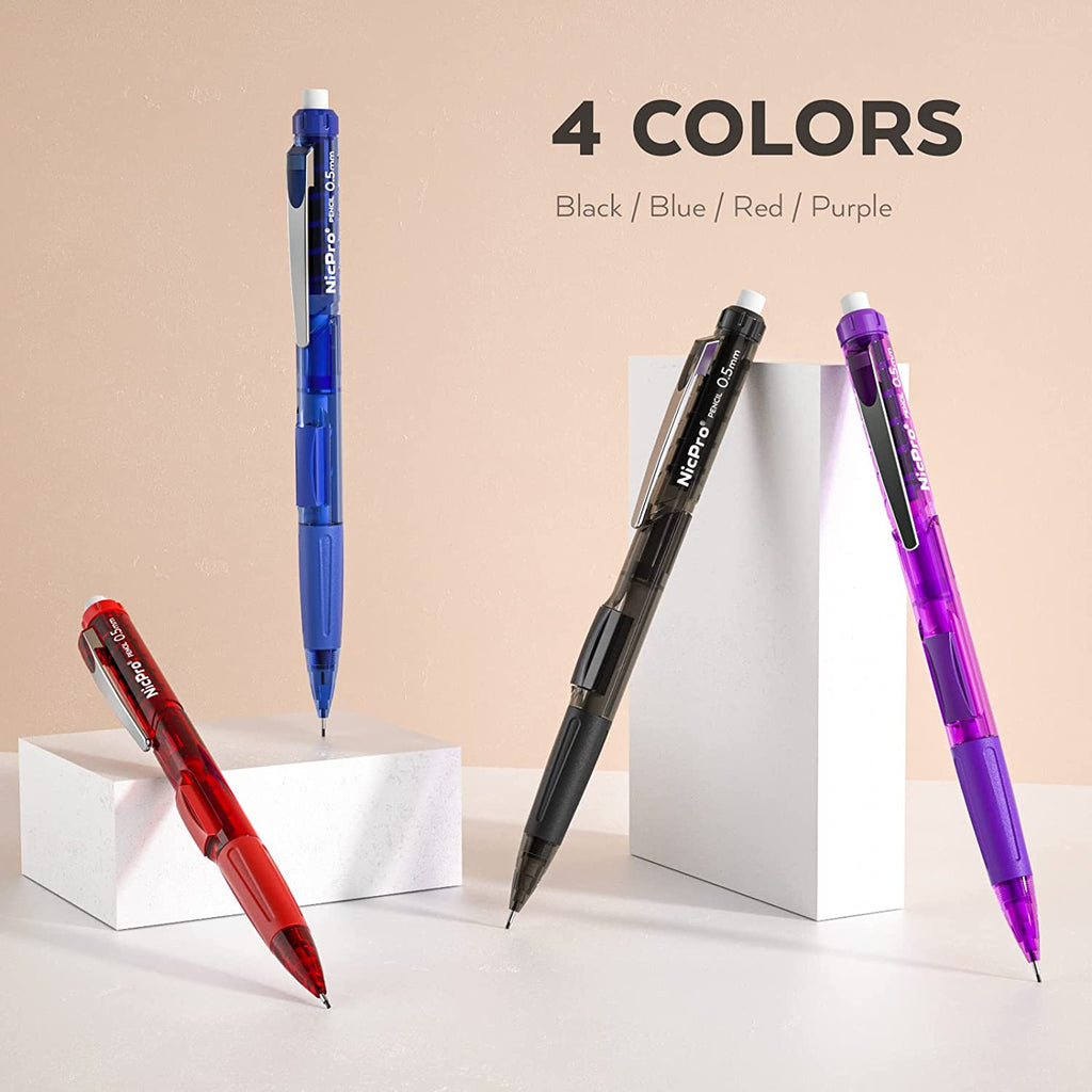 Nicpro 0.5 mm Art Mechanical Pencil Bulk Set, 10 PCS Colored RotateEr