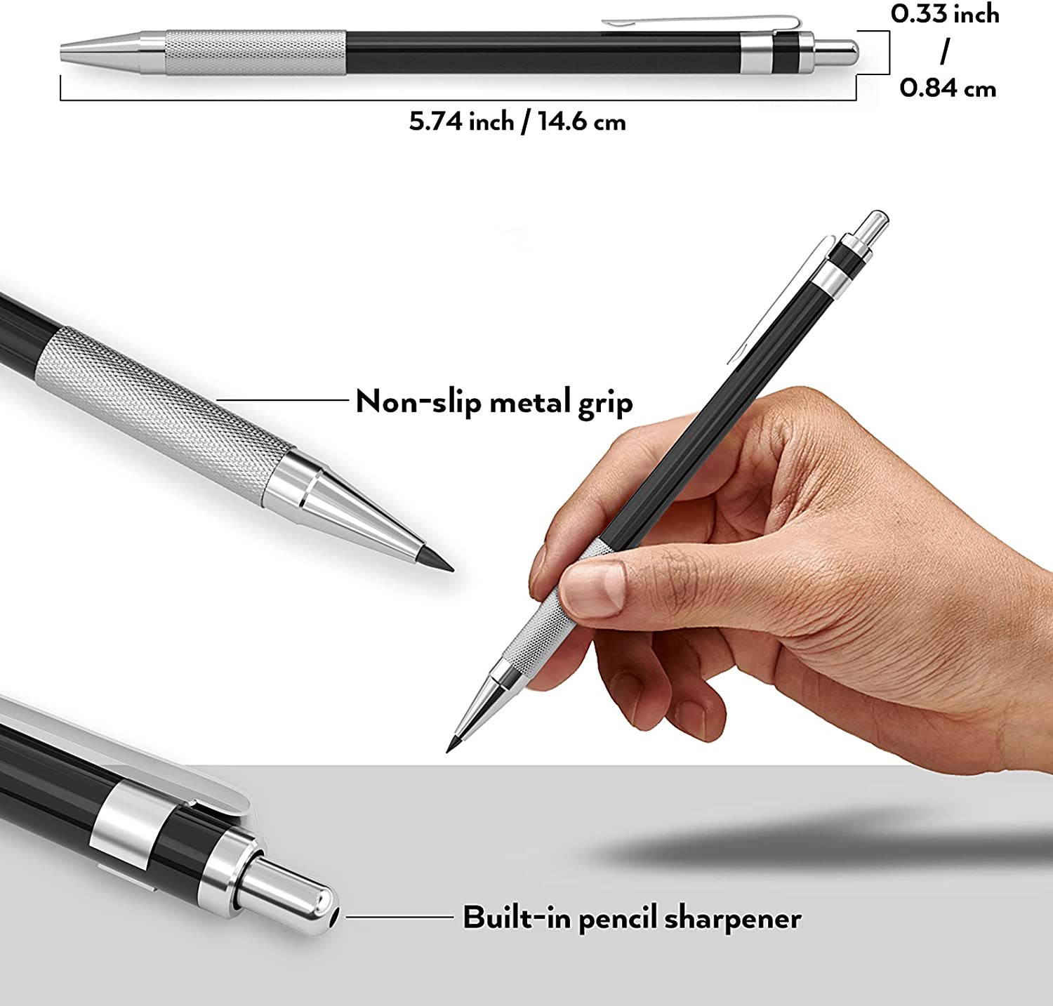 Nicpro 17PCS Metal 2mm Mechanical Pencil Set in Leather Case, 2.0 mm L
