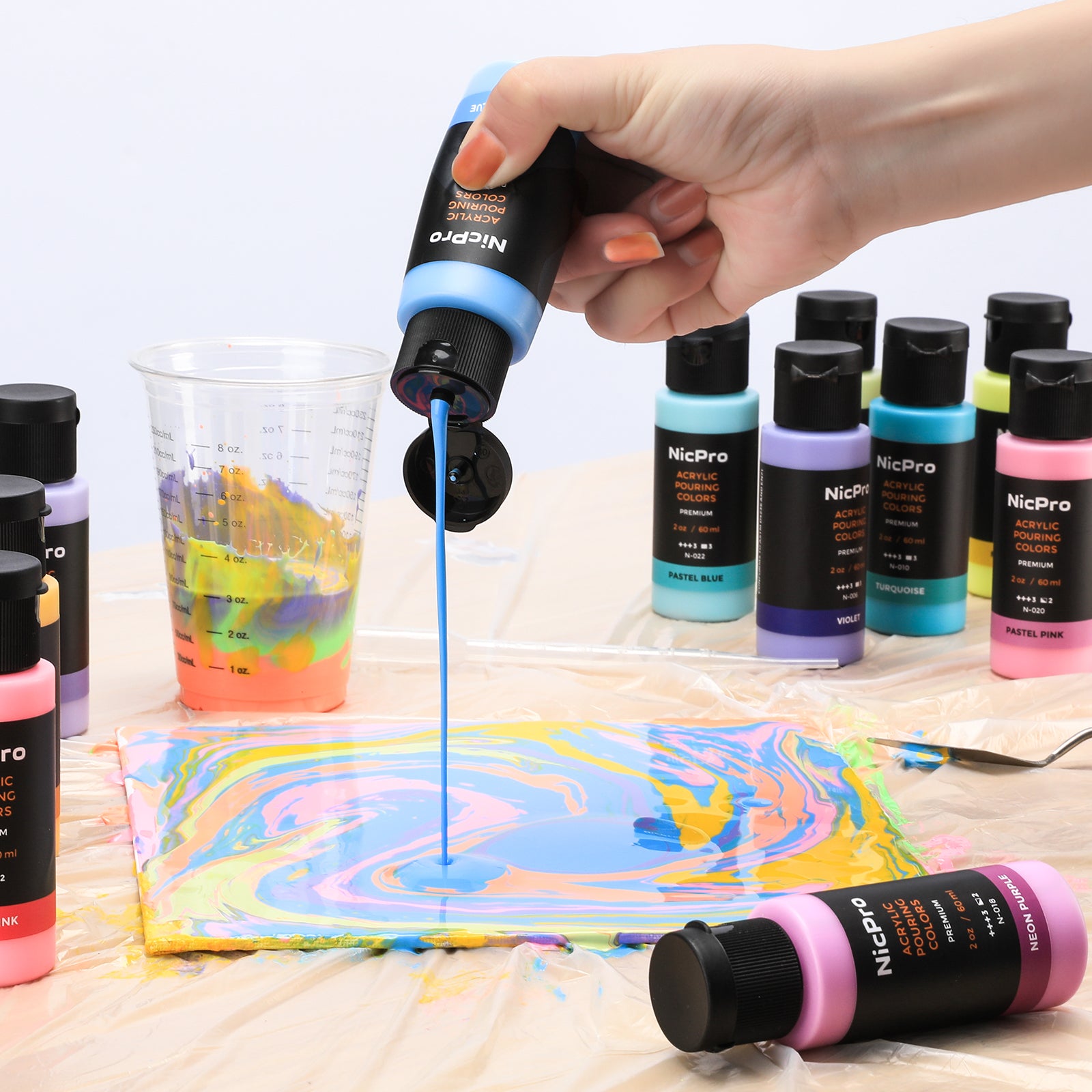 Paint Pouring Acrylic Paint Kit Ready to Pour Art and Liquid High Flow  Painting Supplies Bulk 24 Color Craft Set with Metallics Fluid Acrylic  Medium 2