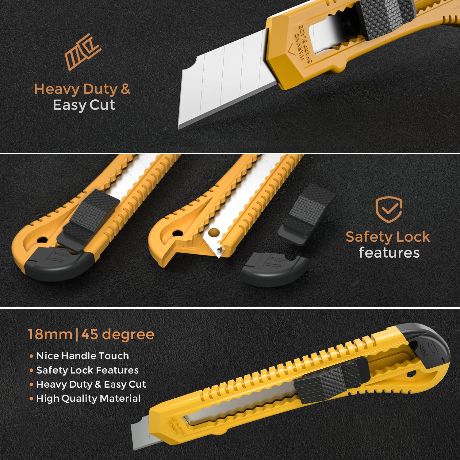 Nicpro 10 PCS Utility Knife Set, 18 mm Retractable Box Cutters Bulk Ra