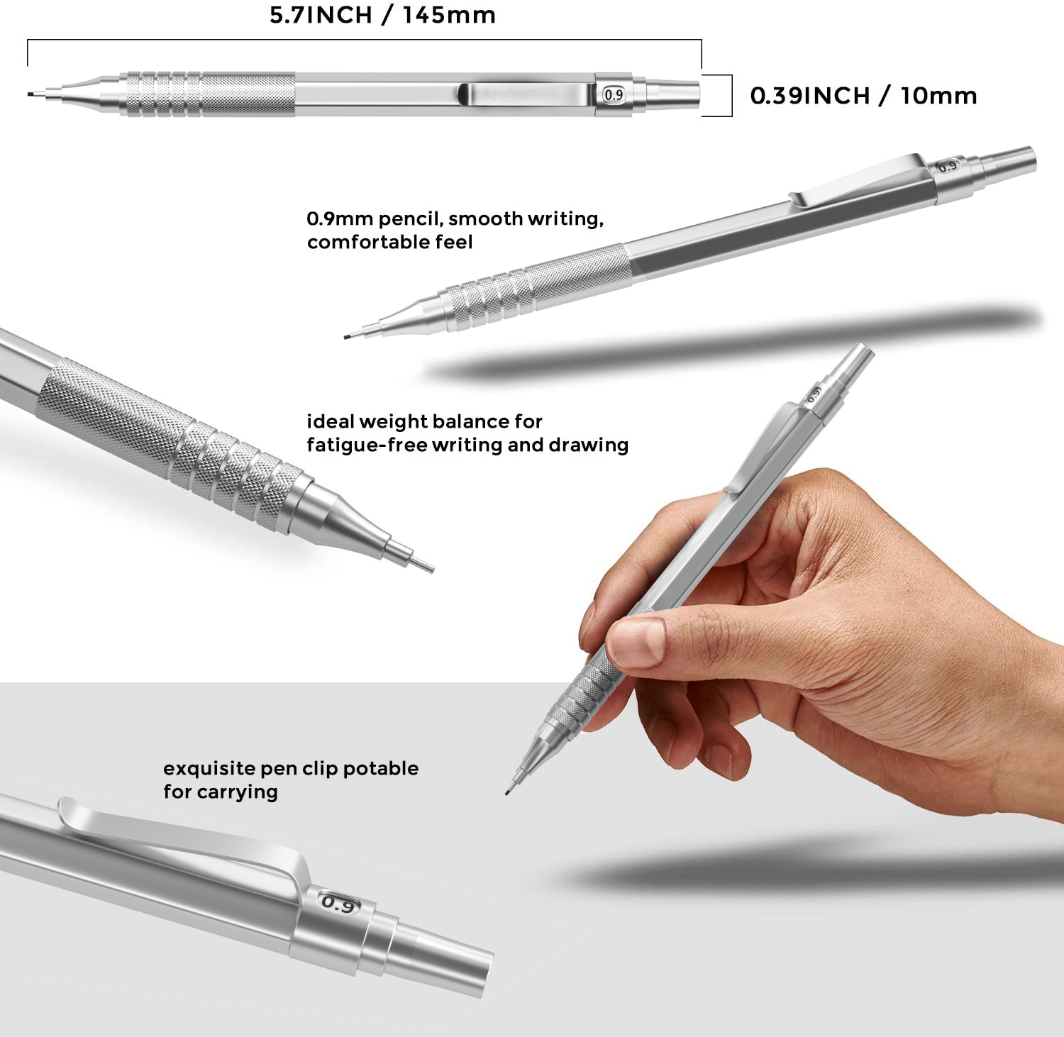 Nicpro 6 PCS 0.5 mm Mechanical Pencil Set, Color Pencil Clips Design D