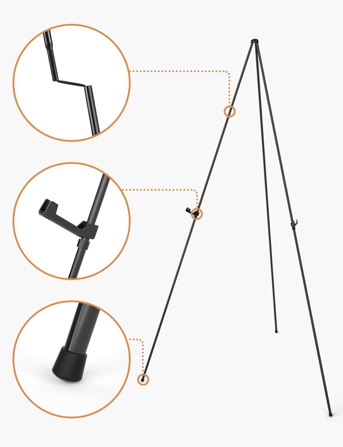 Mutualsign Folding Easel for Display, Portable Tripod, Easy-Set-up Floor Standing Poster Easel,Lightweight Metal Adjustable Display Easel