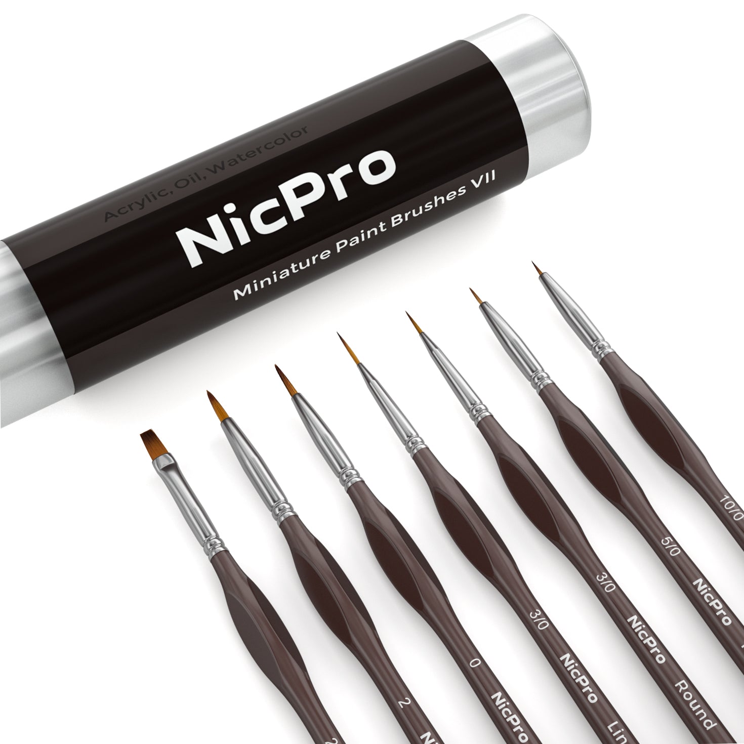 Nicpro 7 PCS Micro Detail Paint Brush Set, Professional Miniaturev Art Painting Brushes for Paint by Number Craft Models Watercolor Oil Acrylic