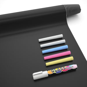 Nicpro Self Adhesive Chalkboard Contact Paper Black 17.7" X 78.7" Chalk Paper Dry Erase Wallpaper Decal Chalkboard Sticker Witch White Chalk Marker & 5 Chalks for Home Office School