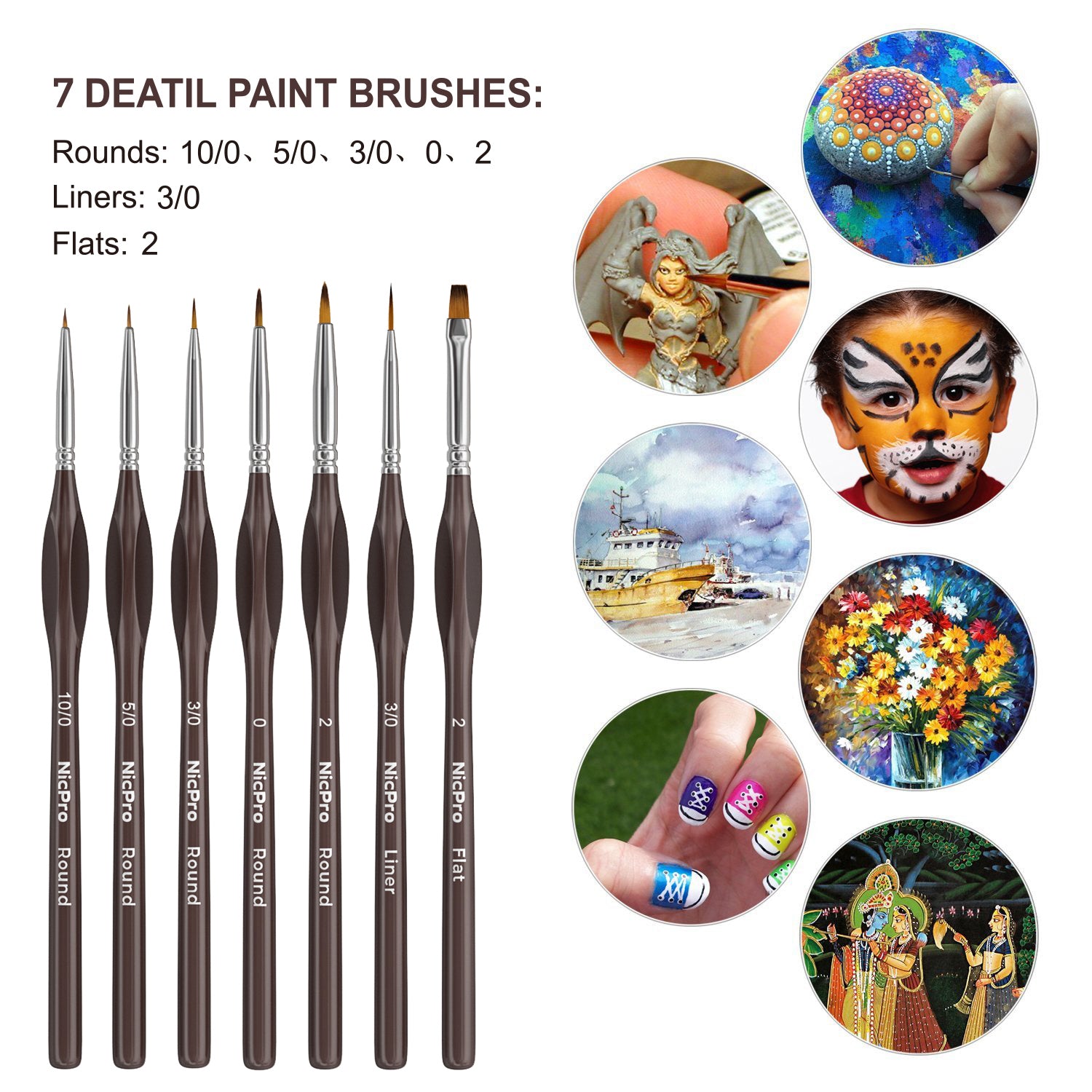5Pcs Fine Detail Paint Brush Set Thin Paint Brush Oil Painting Brush Artist Paint  Brush 
