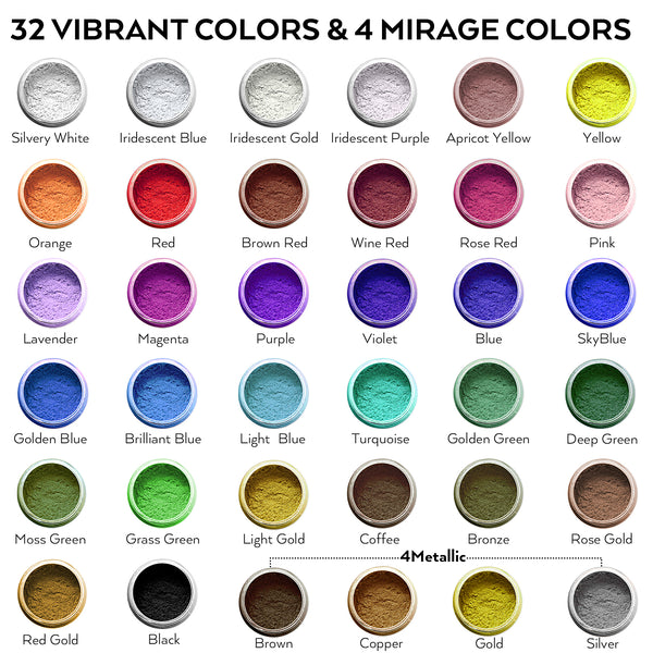 Nicpro Mica Powder for Epoxy Resin, 36 Color Cosmetic Mica Powder for Soap Making, Bath Bomb, Non-Toxic Pigment for Resin Dye, Body Butter, Lip Gloss, Nails, Art Crafts (10g per jar) | Come with Case